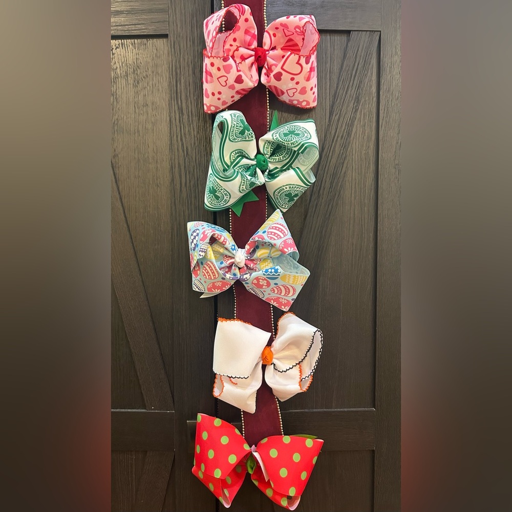 Kids Multicolor Holiday Print Hair Bow - Unbranded